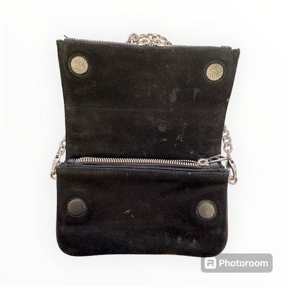 ZADIG & VOLTAIRE Rock Nano Suede Clutch - Black w Silver Hardware - Picture 2 of 10